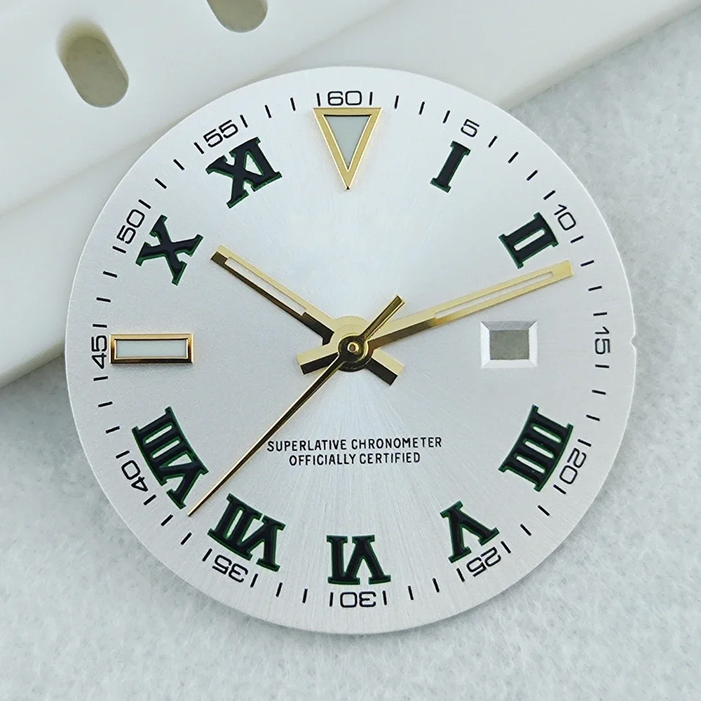 NH05 Dial  24.5mm Wimbledon Style Roman Numeral S Dial with Green Light, Suitable for NH05 Movement Dial Accessories