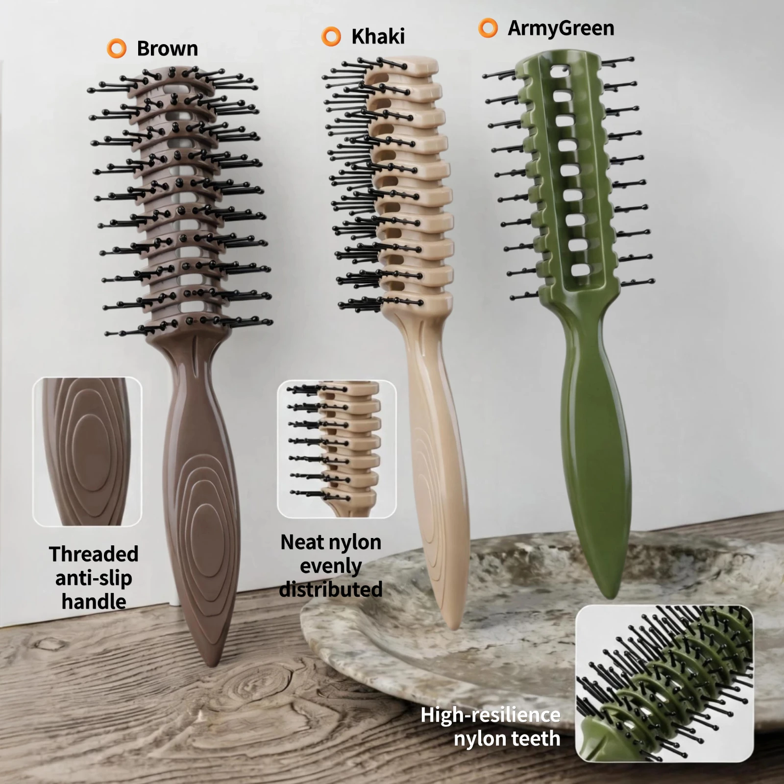 1PCS Hollow Vent Nylon Teeth Hair Comb Anti Static Detangling Hair Comb Heat-Resistant Fast Blow Dry Hairdressing Styling Brush