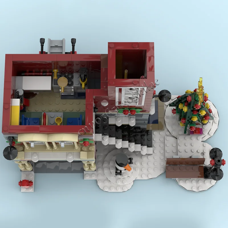 1181 Uds. MOC esquina invierno pueblo estación de bomberos bloque de construcción arquitectura Retro modelo juguete de exhibición niños montaje regalos de cumpleaños