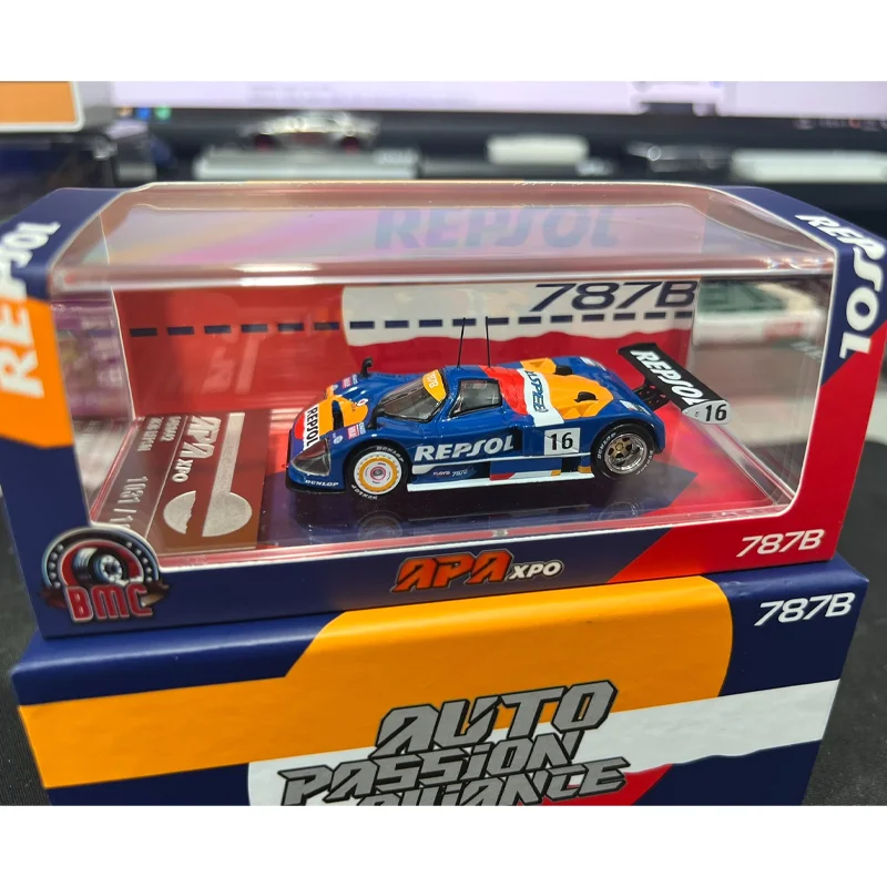 Bmc 1/64 787b repsol apaxpo liga veículo de motor brinquedo fundição modelo de metal coleção menino presentes de natal