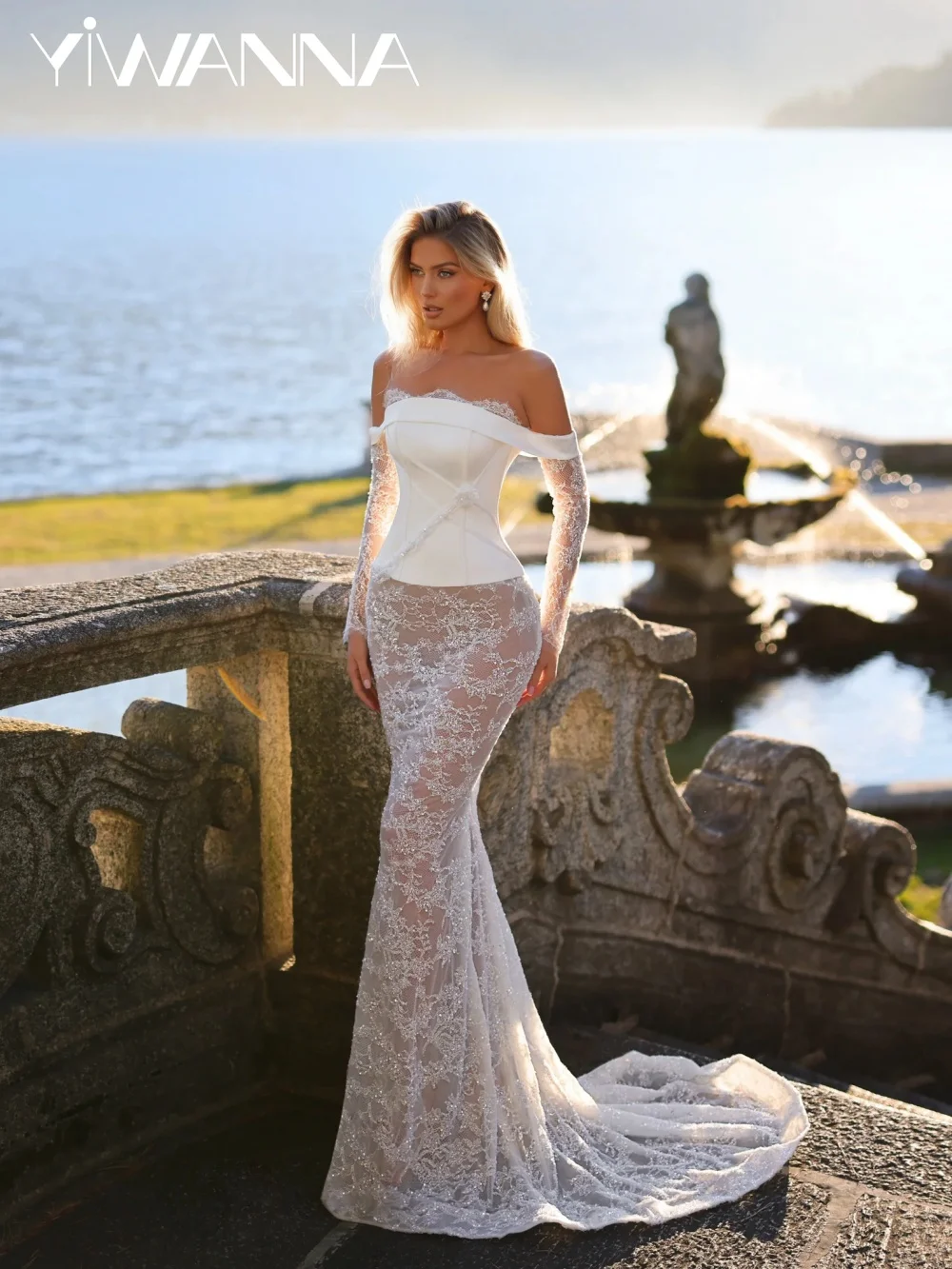 

Искрящееся свадебное платье с бисером и кружевом, с корсетом, силуэт «русалка», иллюзия, 2026, новинка, длинные платья на заказ для невесты