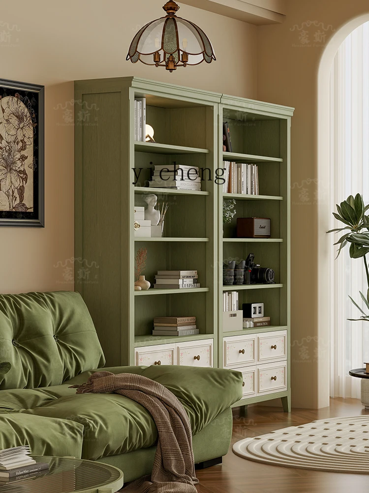 ZZ Painted Bookcase Combination Guest Bedroom Large Capacity Open Locker Study Vintage Floor Display Cabinet