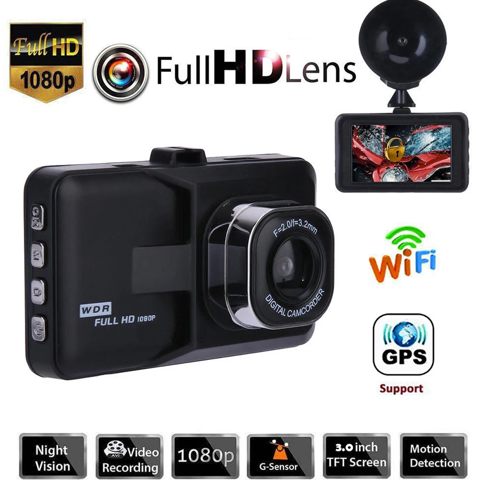 Car DVR WiFi GPS Dash Cam 1080P Full HD Vehicle Video Recorder Dashcam Night Vision Black Box Car Accessories Rear View Camera