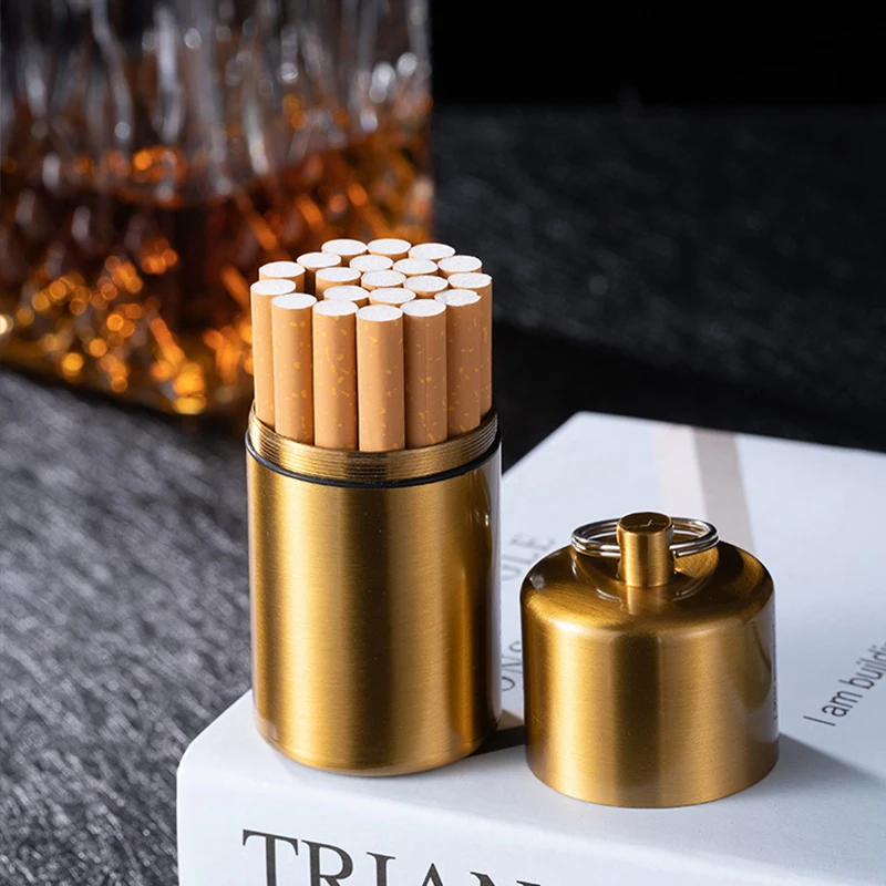 Mini Keychain Zinc Alloy Cigarette Box Portable Smoke Grass Tea Pill Storage Waterproof Tobacco Case Gift for Man