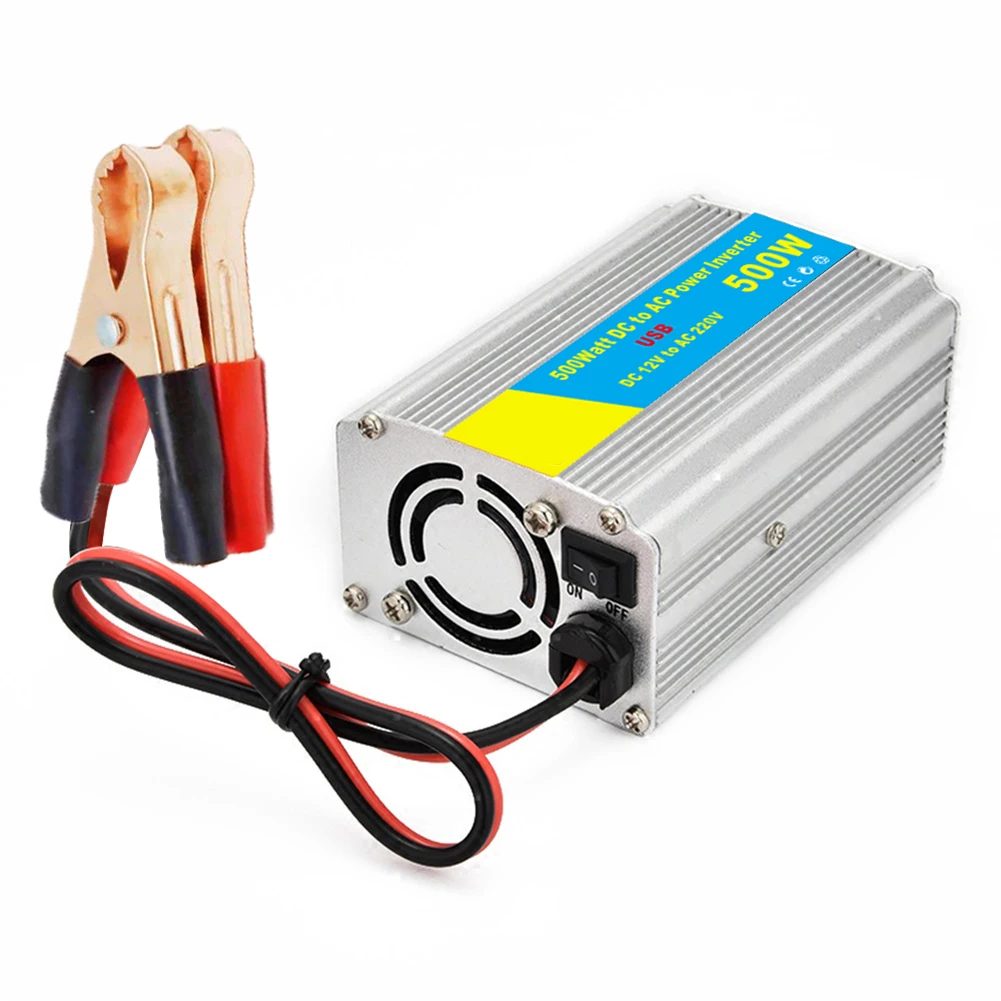 500W Power Inverter  Car Inverter DC 12V To AC 220V  Intelligent Temperature Control  Reverse Connection Protection