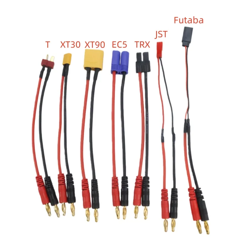 XT30 XT90 EC5 JST Futaba TRX Plug T Plug Charge Lead to 4.0mm Banana Plugs Charge Cable Silicone Wire For Lipo Battery