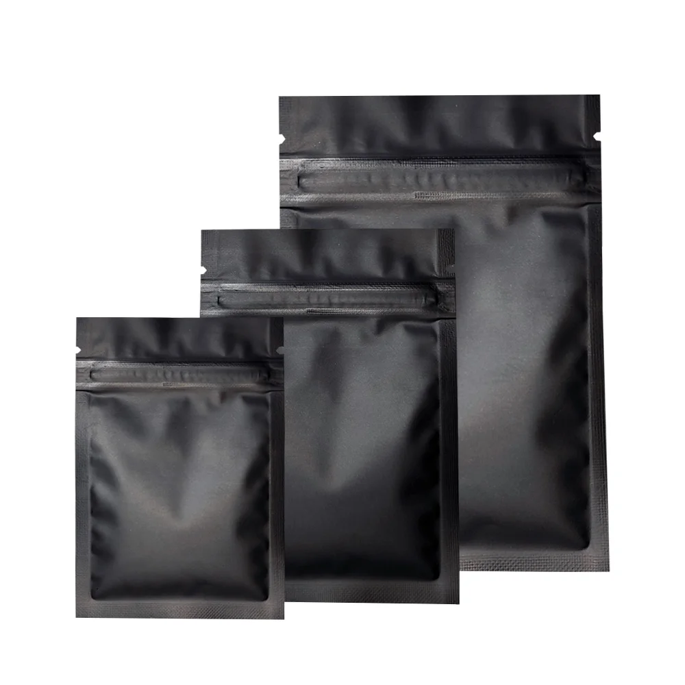 

Resealable Matte Black Ziplock Self Seal Aluminum Foil Packaging Bags Bulk Food Tea Candy Smell Proof Storage Aluminized Pocket