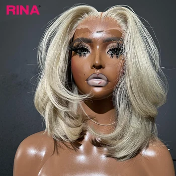 13x4 White Blonde Color Bob Wig Lace Front Wigs Human Hair 180 Density 613 Color Hair Straight Lace Frontal Wigs Pre Plucked