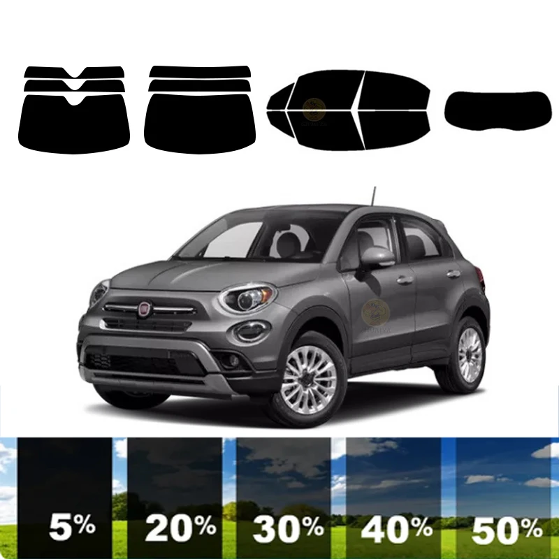 precut Removable Window Tint Film For Car 100% UVR 5%-35%VLT Heat Insulation Carbon ﻿For FIAT 500X 4 DR HATCH 2016-2023