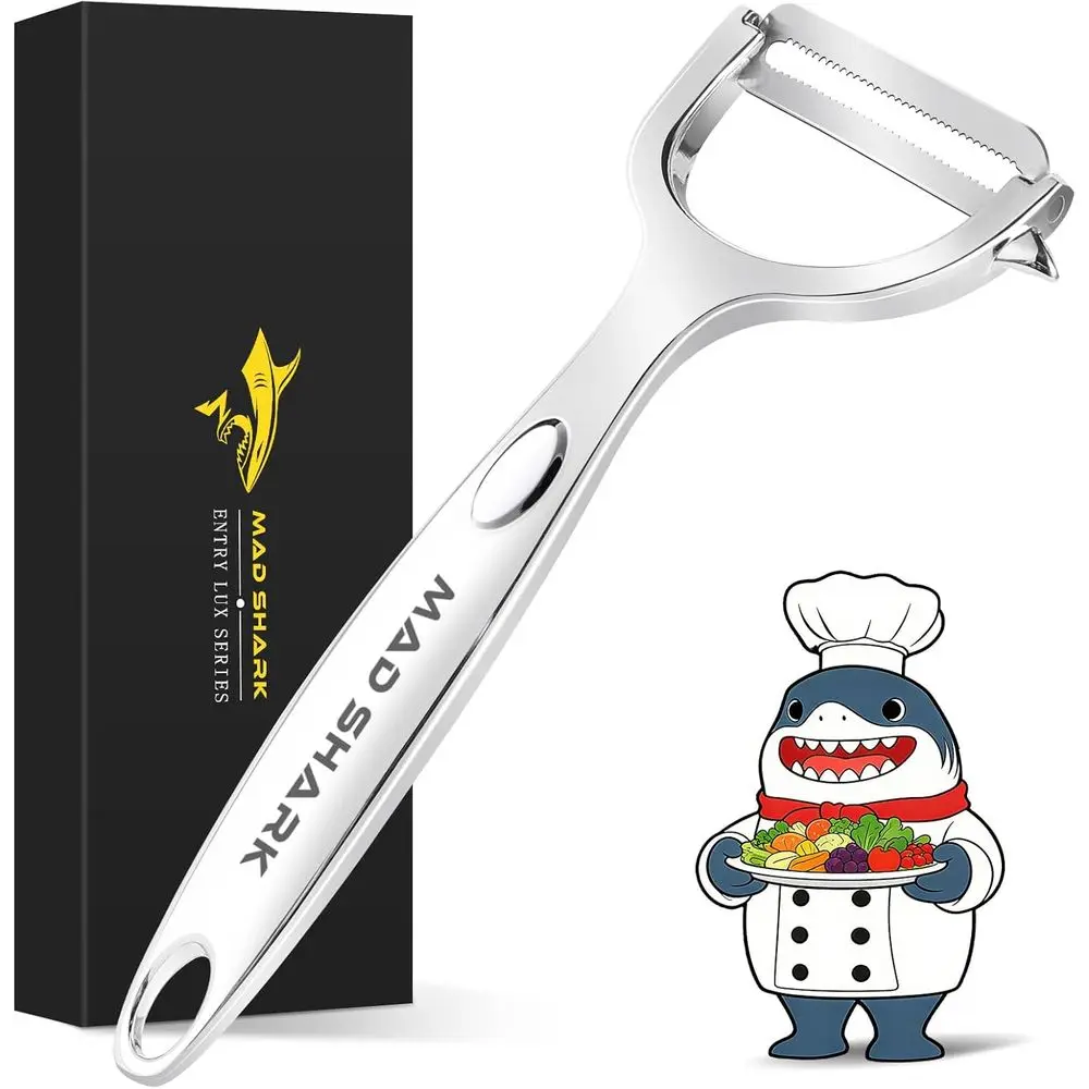 Vegetable Peelers or Kitchen 10 Years No Rust Stainless Steel Serrated Potato Peeler Easy to Use Y Peeler with Durable Non-Slip