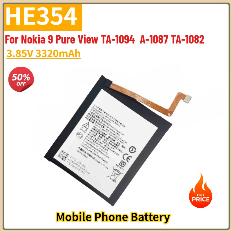 

HE354 High Quality Phone Battery 3.85V 3320mAh For Nokia 9 Pure View TA-1094 A-1087 TA-1082 Brand New Replacement Battery
