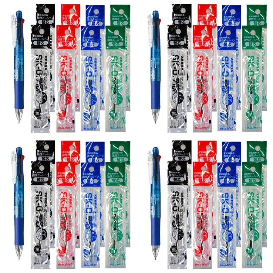 

Многофункциональная ручка Zebra B4SA-1 с клипсой, 0,7 мм, синий корпус, с 4-цветными стержнями, черный, синий, красный, зеленый для офиса и школы