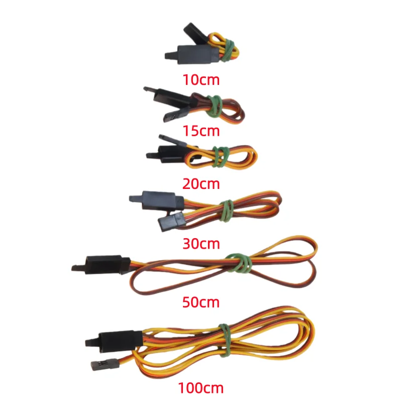 10Pcs/lot 100 /150 / 200 / 300 / 500 / 1000mm Extension Lead Wire Cable Anti-loose 60 Core Servo For RC Futaba JR Male to Female
