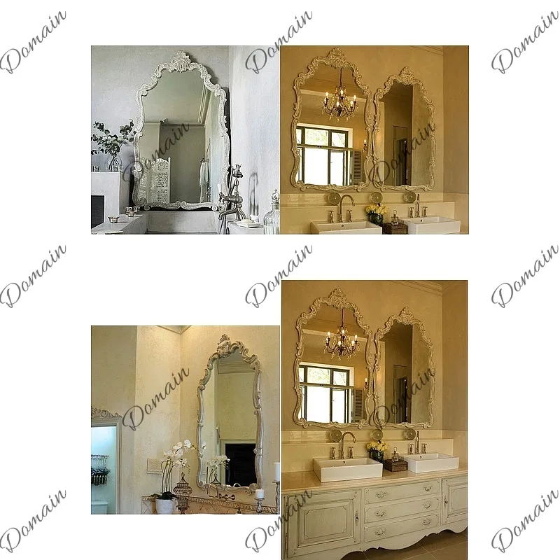 Elegant European Vintage Carved Wall Mirror, French Style for Living Room Fireplace Vanity Decor