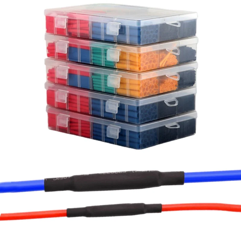 140/164 Chiếc Hộp 2:1 Lần Thu Nhỏ Điện Tử DIY Nhiệt Bộ Ống Thermoresistant Ống Kết Nối Dây Cách Nhiệt Polyolefin