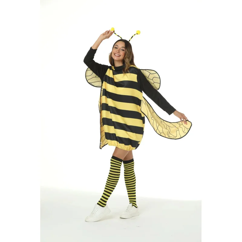 Yellow Bee Ladybug Cosplay Fantasias para adultos e crianças, Halloween Onesie, adereços de férias, roupas engraçadas de palco, mulheres e meninas