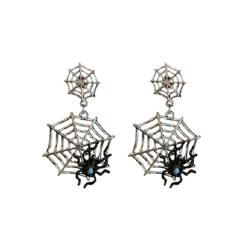 Sexy Goth Spider Earring Exaggerated Grid Women\'s Earrings Advanced Temperament Ear Jewelry Earnails Wholesale