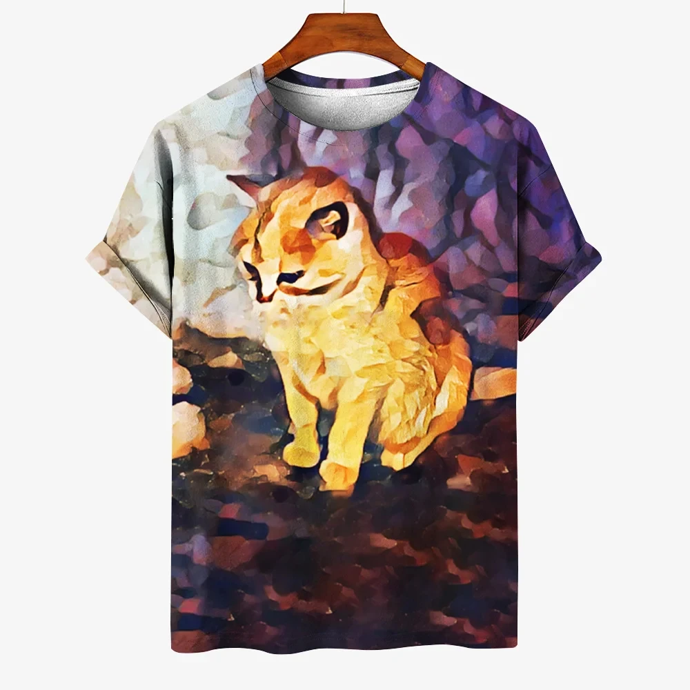 

Harajuku Fashion Cat Motorcycle 3D Printed T Shirt For Men Clothes Funny Hip Hop Animal Streetwear Casual Summer Kids Tee Tops