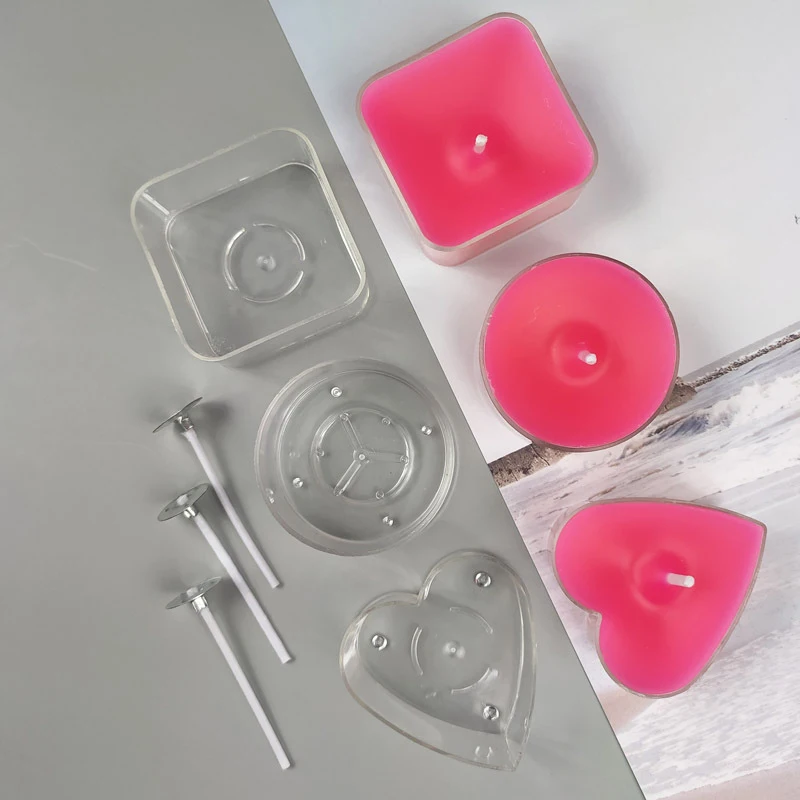 10 Sets Sold Heat-Resistant Heart Empty Tealight Candle Cups Holders Candle Containers Mold DIY Candle Making Party Decor