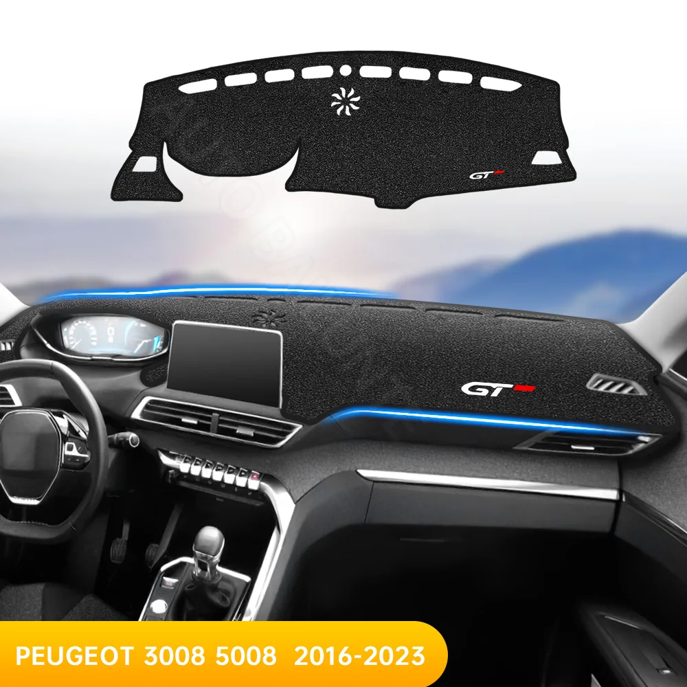 

For Peugeot 3008 5008 GT Hybrid 2016 - 2020 2021 2022 2023 Car Dashboard Cover Mat Dash Board Sun Shade Anti-UV Pad Accessories