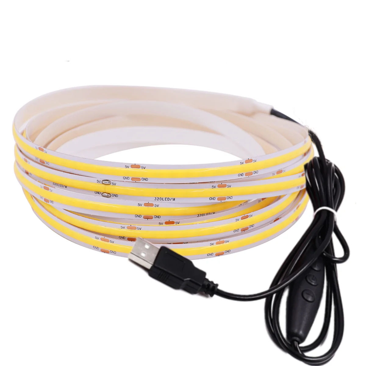 DC 5V COB LED Strip Light with 3Key Dimmer USB 320Leds/m Dimmable Flexible Ribbon Tape Rope Lights 3000K 4000K 6000K Red Green