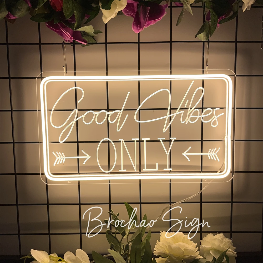 

Good Vibes Only Neon Sign Personalized 3D Carving Acrylic Neon light Wall lamp Room Bedroom Decor Party Home Theater Decoration