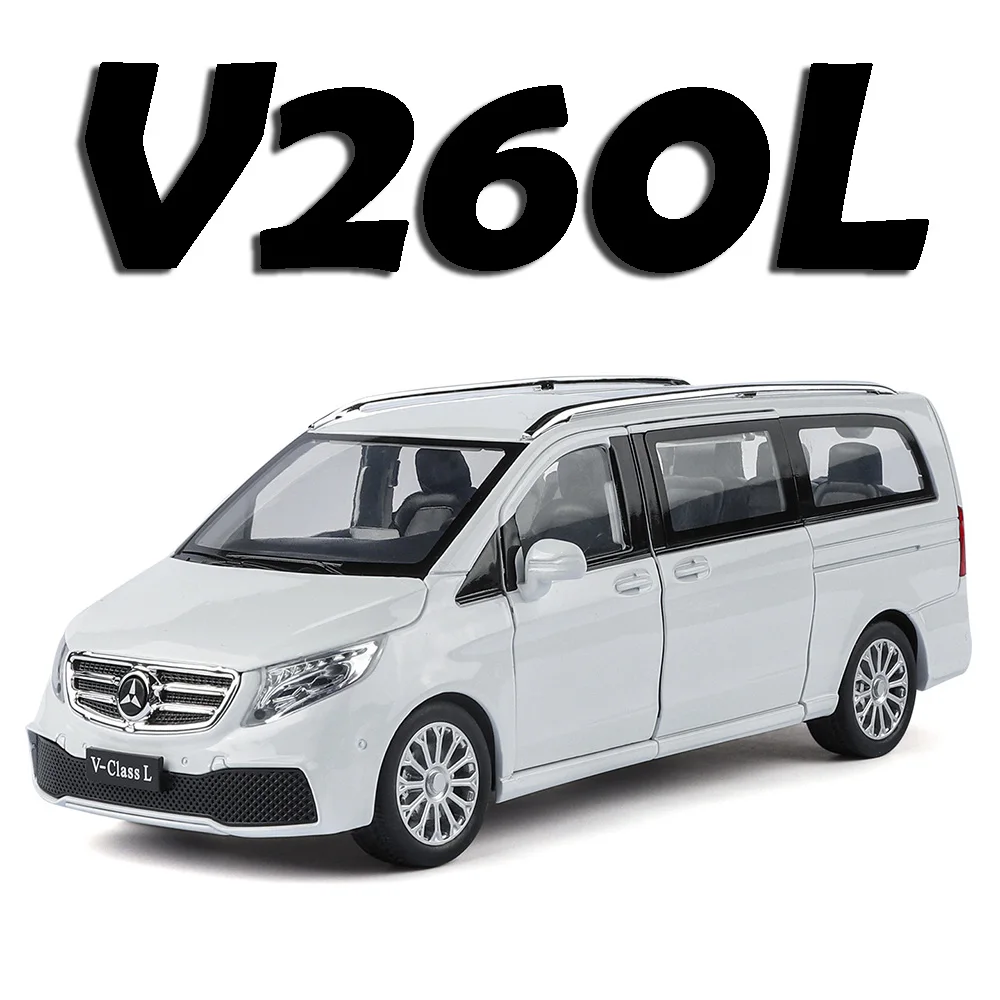 1:24 V260L لعبة مجسمة MPV سيارات سبيكة دييكاست امتصاص الصدمات التراجع الأبواب مفتوحة محاكاة المركبات للأطفال هدايا عيد الميلاد