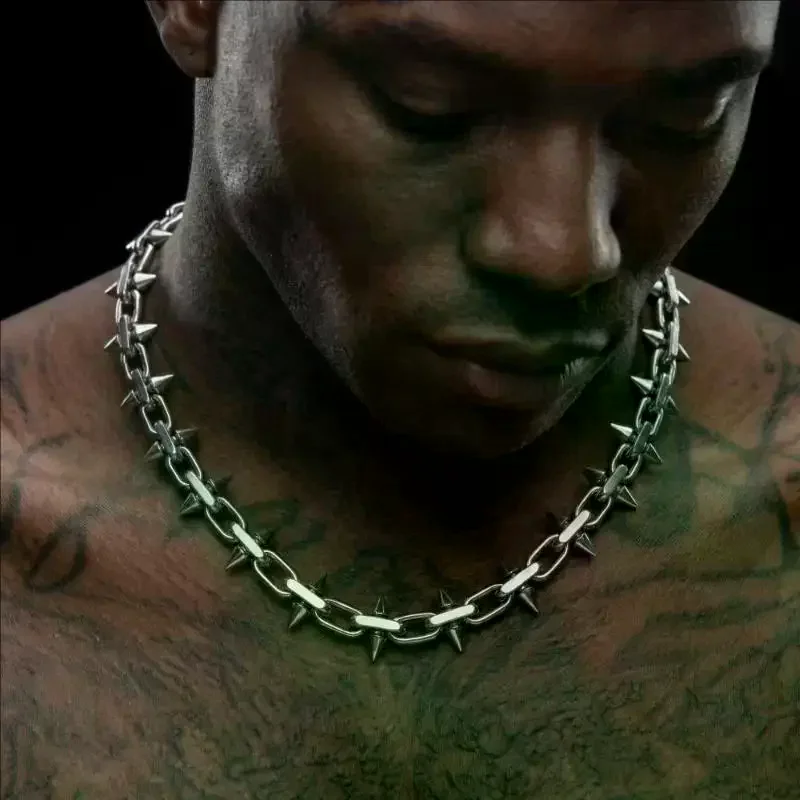 Spike Necklaces Hip-hop Gothic Punk Style Barbed Chain Collar Choker For Men Women Girls Jewelry Accessory