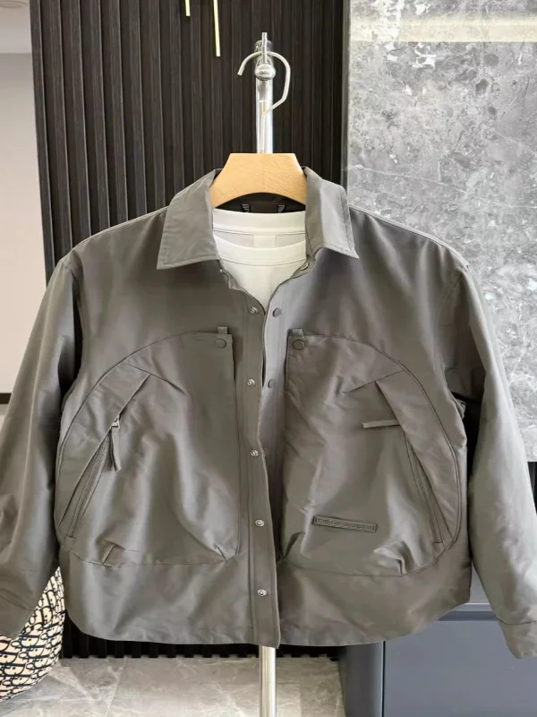 

Мужская повседневная однотонная рубашка свободного кроя с отложным воротником на одной пуговице, высокое качество, универсальная, весна 2025