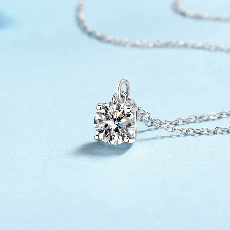 Classic Square 1CT Moissanite Diamond Pendant Shiny Necklace  for Women, Platinum PT950 Wedding Sparkly Chain Fine Jewelry