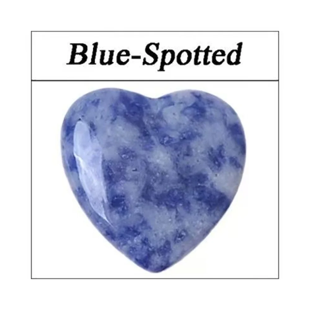Polished Blue Spotted Jasper Heart Shape Worry Stone Natural Crystal Pocket Palm Stone For Meditation Reiki Collection