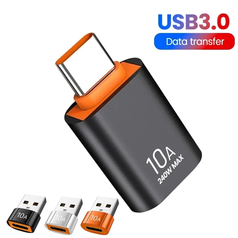 10A OTG Type C Female to USB A Male USB 3.0 to Type-C Converter Fast Charging Data Transfer Adapter For Laptop Xiaomi Macbook PC