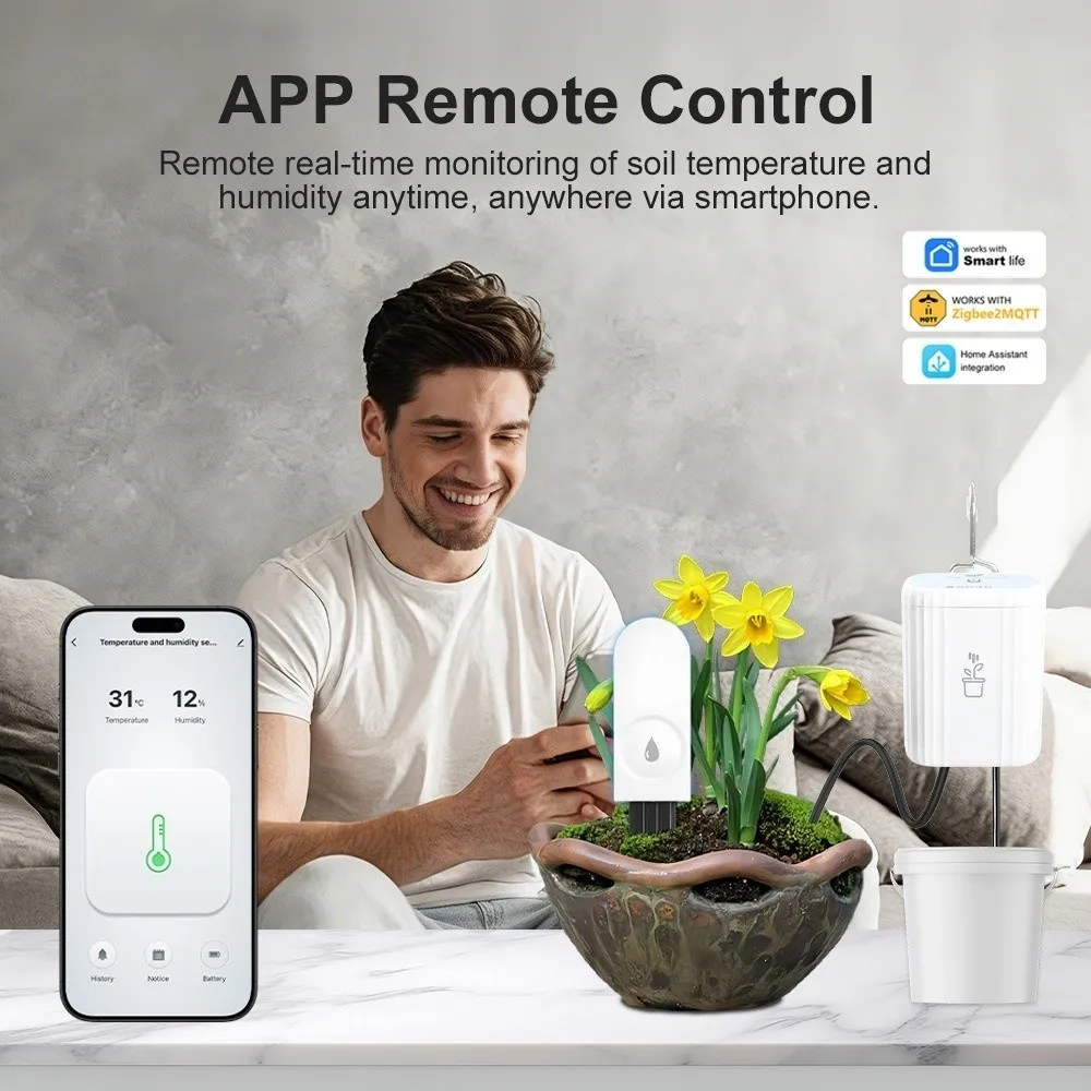 Intelligent Zigbee Soil Moisture Sensor Capacitive Sensor Hub Required Smart Soil Tester Support Z2M Real Time Monitor