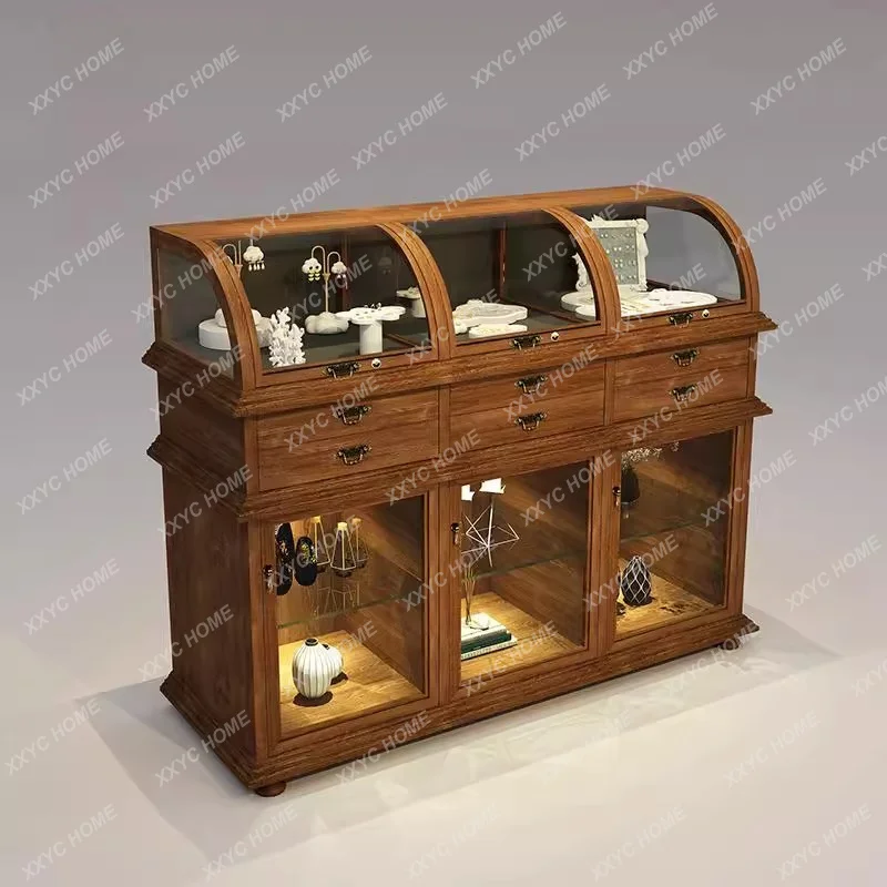 Ancient Muxiang Retro Jewelry Display Cabinet Antique Jade Transparent Display Jewelry