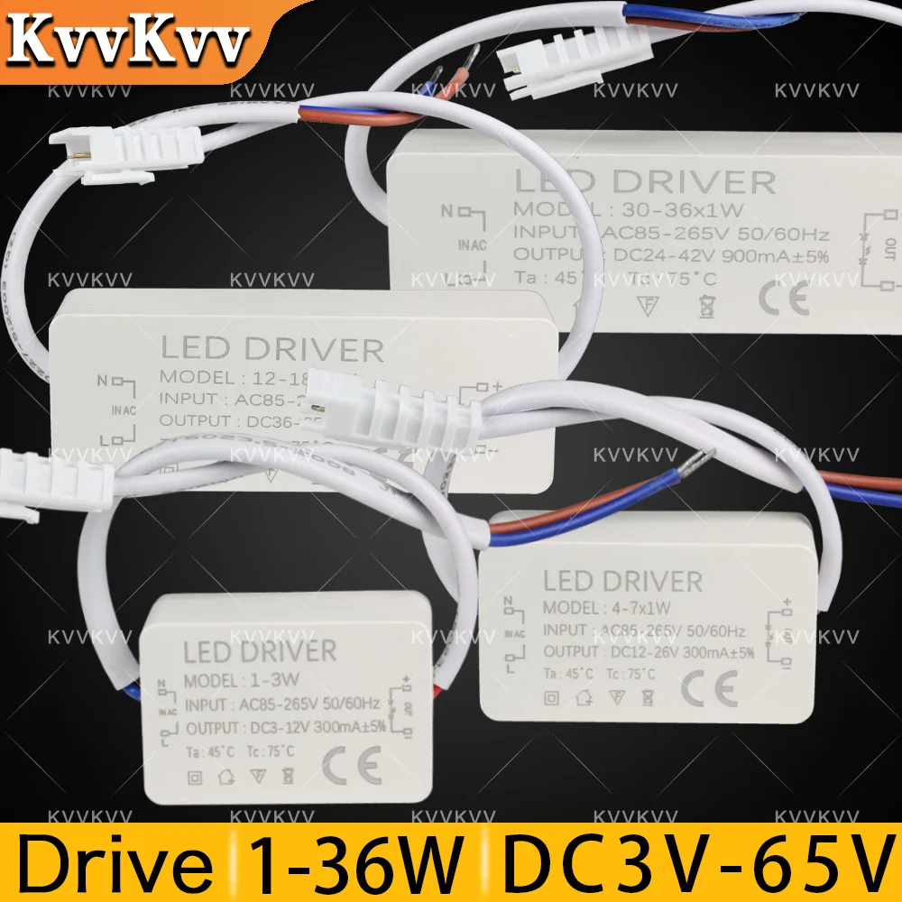 LED Driver 1-3W 4-7W 18-25W 36W 300-900mA 24-42V 21-65V Lighting Transformers For 3W 5W 7W 9W 10W 12W 15W 18W 20W 36W Lamp Bulbs