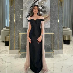 Customized  Formal Evening Gown Sheer Straps Sheath Floor Length Tulle Vertically Bespoke Occasion DressesProm Dress S