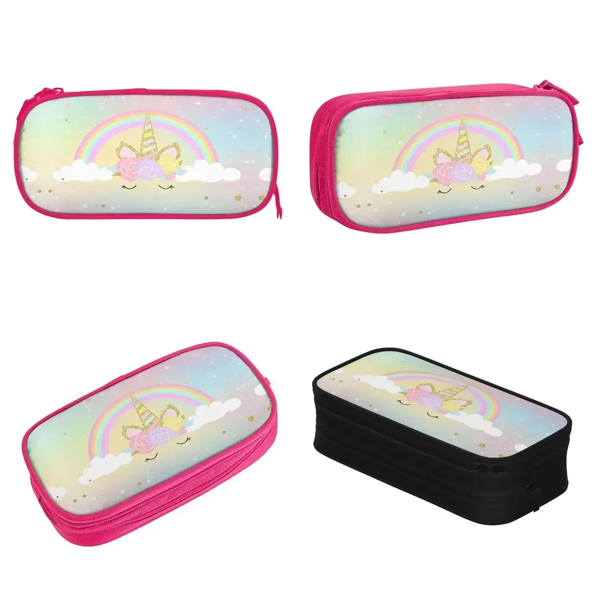 

Rainbow Unicorn Pencil Cases Cartoon Cute Pen Box Bags for Student Large Storage Students School Zipper Pencilcases
