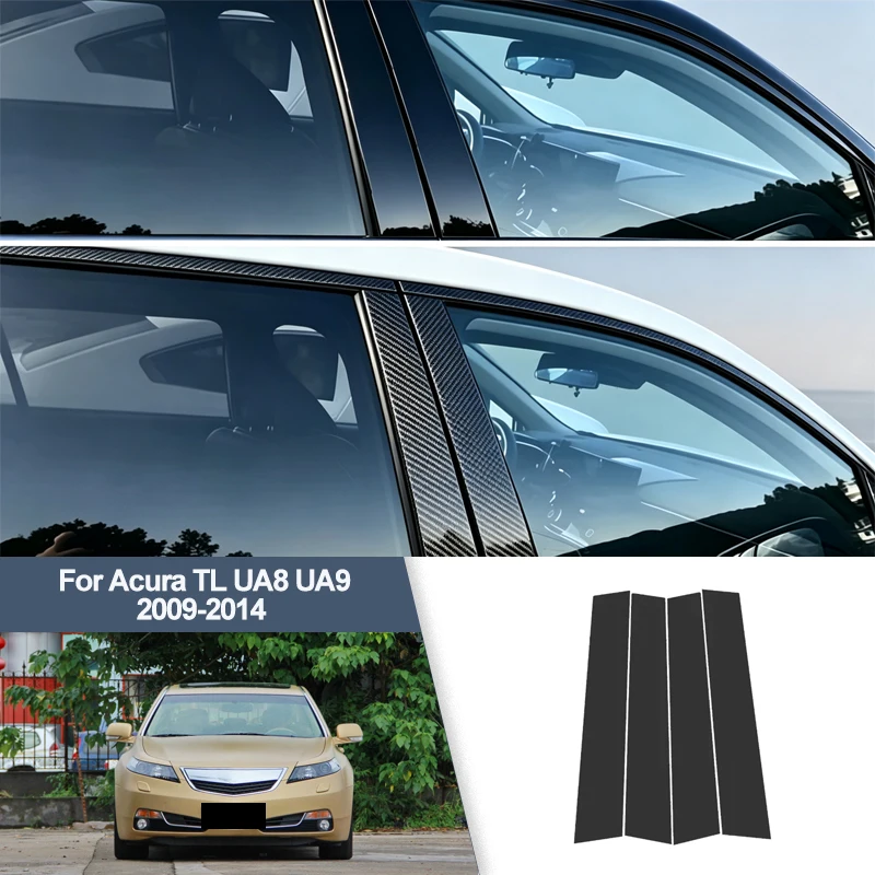 For Acura TL UA8 UA9 2009-2014 B/C Pillar Post Stickers PC Window Middle Pillar Trim Decorative Car Exterior Protect Parts