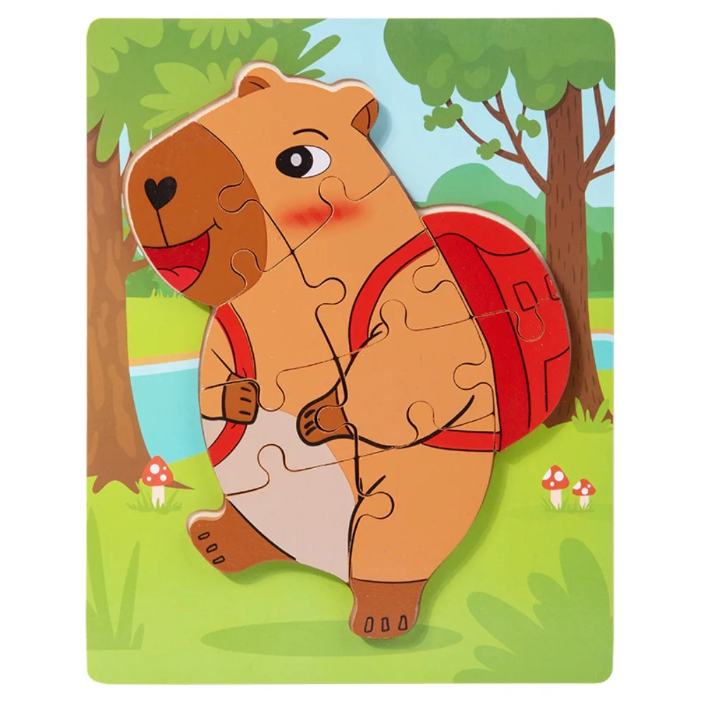 

Capybala Kids Wooden Puzzle Cartoon Design Tangram Shape Animals Puzzle Game Educational Function Wooden Material