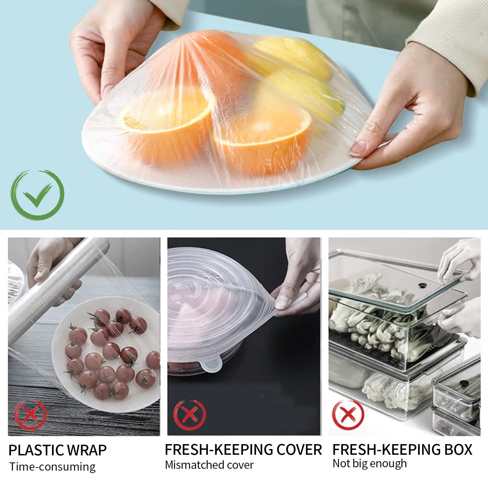 100 Pieces Plastic Wrap, Extra Thick Disposable Plastic Wrap - Clear, Retractable Plastic Wrap for Leftovers, Fruits and Vegetab