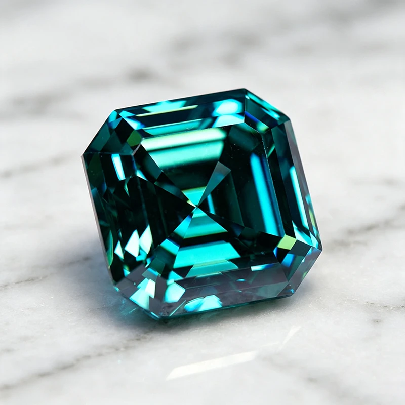 Moissanit-Stein, natürlicher Smaragdgrün, Asscher-Schliff, Edelstein für Charms, Schmuck, Ringe, Ohrringe, Herstellungsmaterialien mit Zertifikat – Detail 3