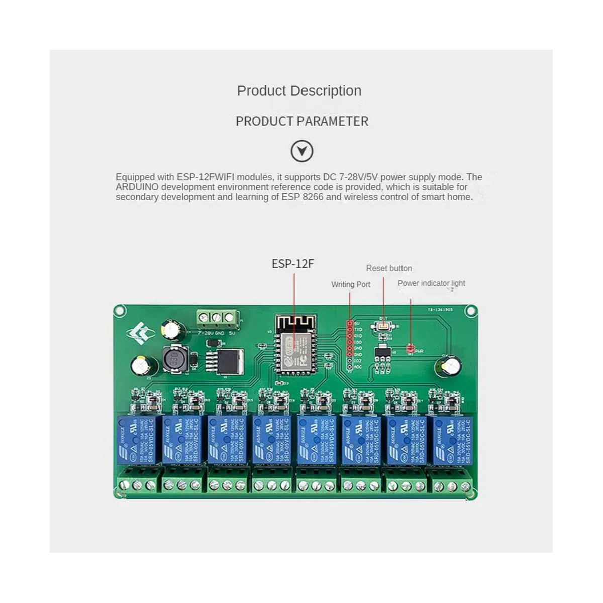 8 Kanal esp8266 WLAN-Relais modul ESP-12F Entwicklungs platine DC 5V/7-28V E-Welink App Fernbedienung