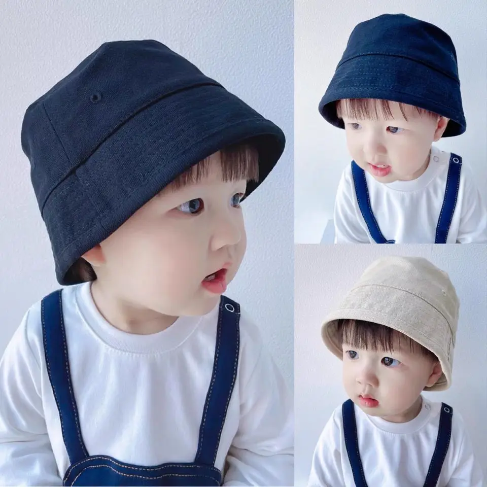 أطفال طفل قبعة بحافة قبعة صياد للجنسين 1-6 سنوات بلون الكورية نمط Ins بسيط عصري الربيع الصيف الحماية من الشمس