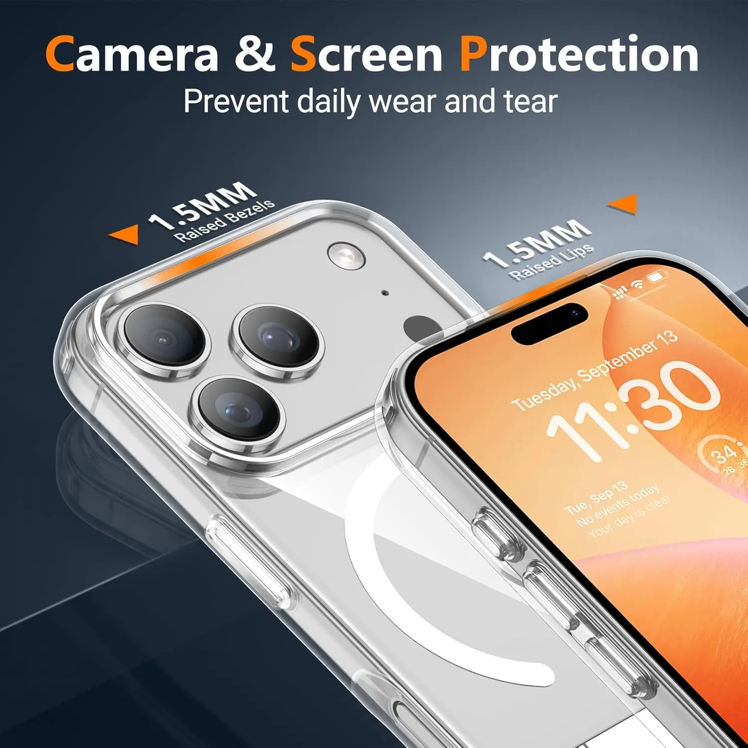 Magnetische Transparente Handyhülle für iPhone 17 16 15 14 18 Pro Max, Militärische Qualität, Sturzsicher und mit Unsichtbarer Halterung, Stoßdämpfend – Detail 5