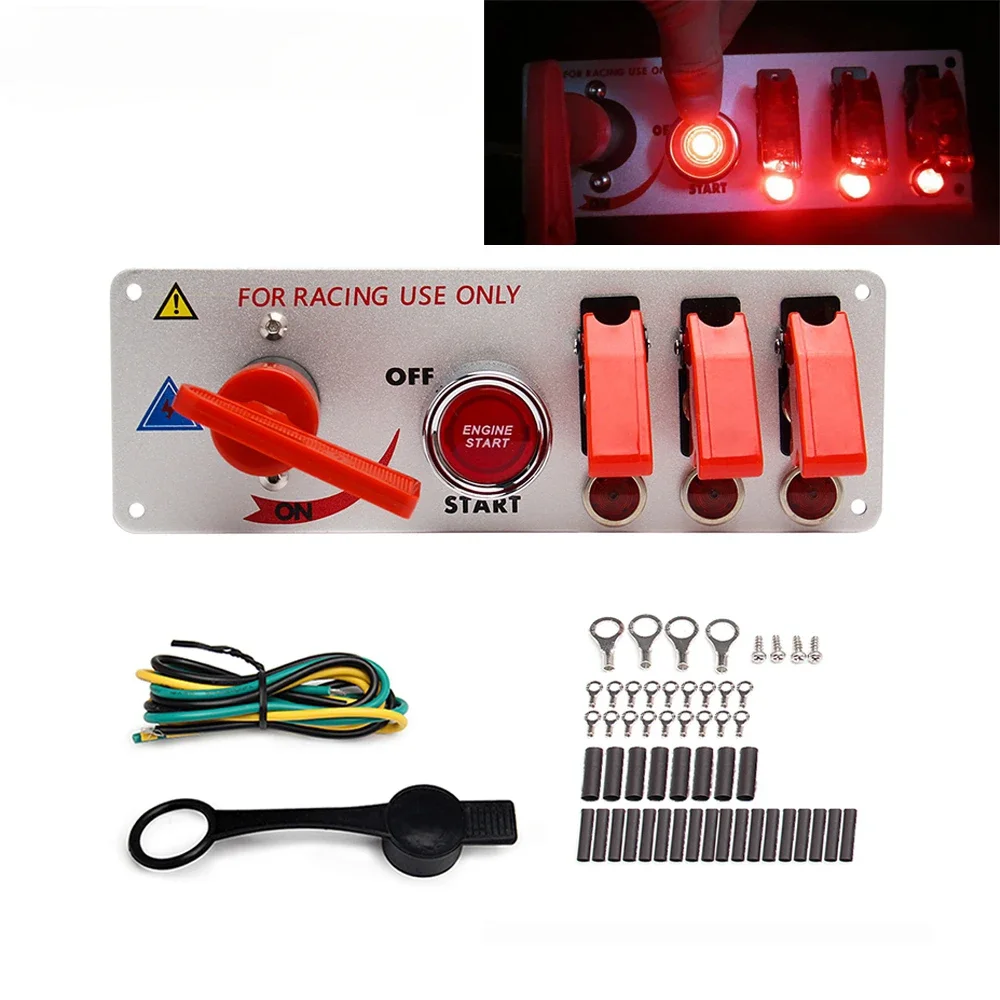 

12V Auto LED panel Engine Start On/Off Push Racing Car Ignition Toggle Switch Panel Racing ignition toggle switch