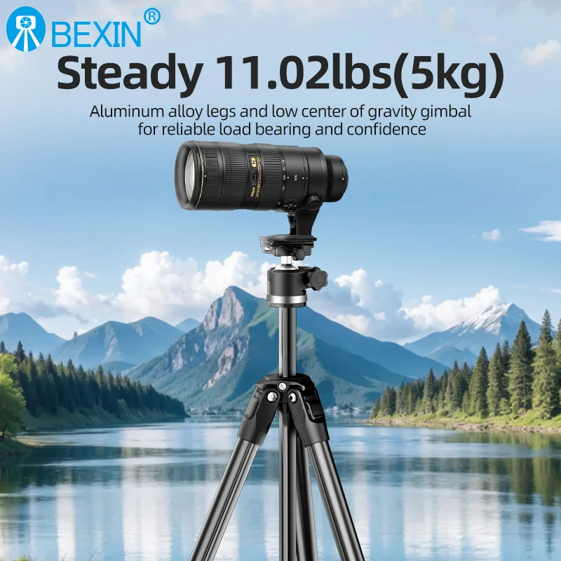 BEXIN TA255-BS30 trépieds trépied d'appareil photo avec trépied à rotule panoramique pour appareils photo numériques DSLR caméscope Canon Nikon appareil photo Sony
