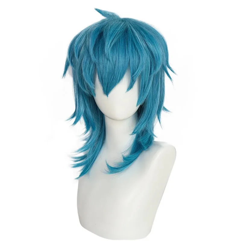

Synthetic Medium Length Straight Wig Blue Sally Face Cosplay wigs for Halloween Carnival Comic Exhibition