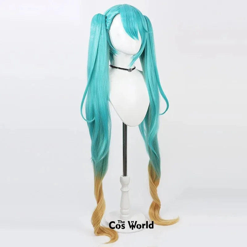

zizi 2025 VOCALOID 2024 Волшебный Mirai Miku Длинные двойные хвостики 100 см Аниме Косплей Парики Волокно Термостойкие синтетические волосы + Wi