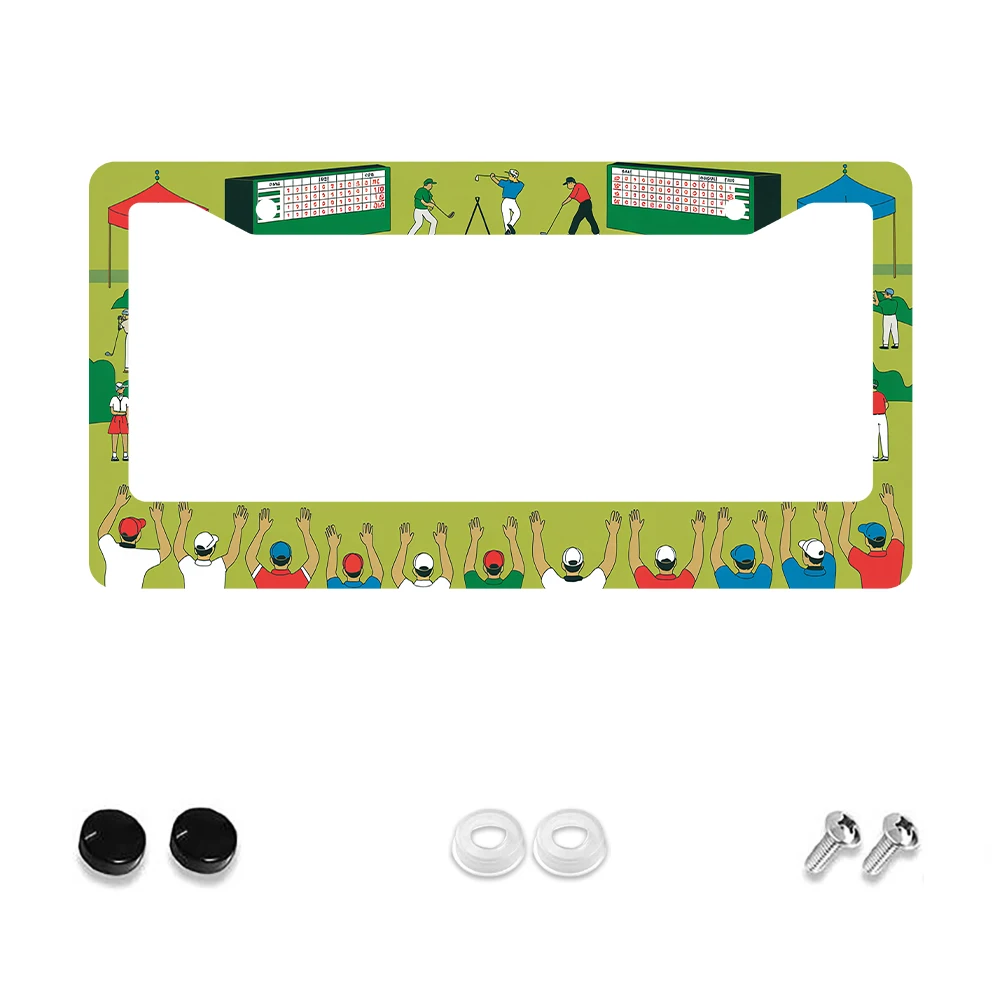 

1 шт., рамка номерного знака зеленого цвета с 2 отверстиями на тему гольфа, алюминиевый материал, 6x12 дюймов, с комплектом винтов, подарок для украшения автомобиля
