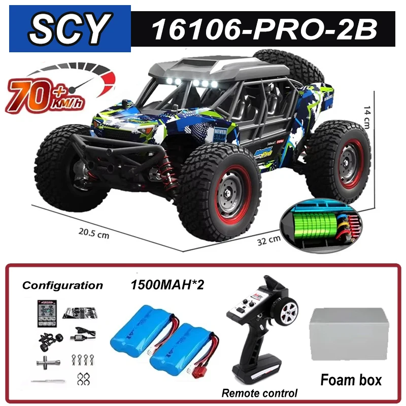 

SCY16106pro 1:16 70 км/ч высокоскоростной радиоуправляемый автомобиль 4WD внедорожный дрифт-монстр-трак со светодиодным пультом дистанционного управления для детей